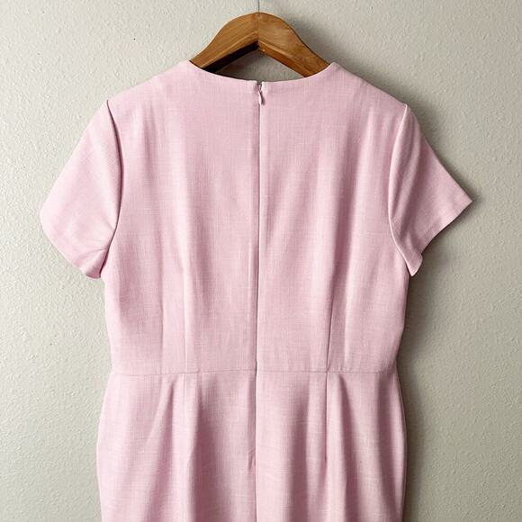 Ann Taylor Crewneck Flare Short Sleeve Pink Sheath Dress Women's Size 14 petite - Picture 9 of 15